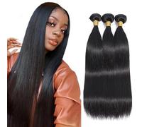Tuheerst 1B Natural Black Bundles Human Hair Double Weft Straight capelli umani Extensions Unprocessed Brazilian Virgin Hair Capelli Umani 18 20 22 Inch Total 3 Bundles Total 150g