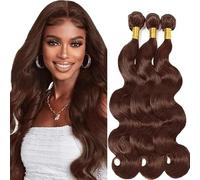 Tuheerst Body Wave Human Hair Bundles #4 Chocolate Brown Capelli Veri Human Hair Extensions Unprocessed Ricci Tessitura Double Weft Remy Hair for Woman 3 Bundle Total 300g 16 16 16 pollice