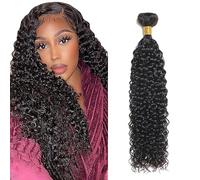 Tuheerst Water Wave Human Hair Bundles 1B Natural Black Capelli Umani Human Hair Extensions Unprocessed Echthaar Tressen Double Weft Remy Hair for Woman 16 Inch