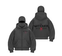 TUIAIFA Felpa con Cappuccio con Maschera for Witcher Felpa con Cappuccio da Viaggio Calda Resistente con Doppio Cappuccio con Cerniera Intera Felpa con Maschera facciale(E,M)