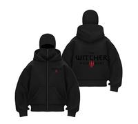TUIAIFA Felpa con Cappuccio con Maschera for Witcher Felpa con Cappuccio da Viaggio Calda Resistente con Doppio Cappuccio con Cerniera Intera Felpa con Maschera facciale(B,L)