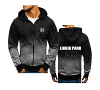 TUIAIFA Felpa con cappuccio da uomo con cerniera for Linkin Park, vestibilità slim, giacche con cappuccio casual, felpe leggere(B,XL)
