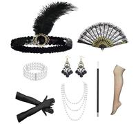 TUIBEIDAMAI Accessori Anni 20 Donna Gatsby Set, Accessori Charleston Donna Snni 20, Gatsby Stile Kit, Grande Gatsby Accessori Donna, per la Festa Degli Anni '20, Halloween Ballo, Natale