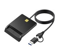 Tuidzljd Lettore di Schede Intelligente Portatile Multi-Funzione USB 2.0 con Porta USB + Interfaccia Type-C per Schede DNIE, ATM, IC, ID, Carte Bancarie e SIM.