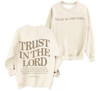 Tuislay Felpa Trust In The Lord Versi della Bibbia Felpe Grafica Cristiana per Le Donne Girocollo Oversize Pullover Top, Albicocca, Medium