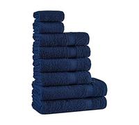 Tuiste Set Asciugamani Bagno Blu Navy, Hotel, 2 Telo Doccia 70x140cm + 4 Asciugamani 50x90cm + 2 Asciugamani Ospiti 30x50cm, Asciugamani Bagno Viso e Bidet Blumarine Blu Ovio Elettrico, Morbidi