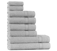 Tuiste Set Asciugamani Bagno Grigio Chiaro Perla, Hotel, Cotone, 2 Telo Doccia 70x140cm + 4 Asciugamani 50x90cm + 2 Asciugamani Ospiti 30x50cm, Asciugamani Bagno Viso e Bidet, Morbidi, Assorbenti