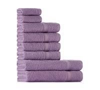 Tuiste Set Asciugamani Bagno Lilla Lavanda, Hotel, Cotone, 2 Telo Doccia 70x140cm + 4 Asciugamani 50x90cm + 2 Asciugamani Ospiti 30x50cm, Asciugamani Bagno Viso e Bidet, Morbidi, Assorbenti