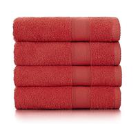 Tuiste Set di Asciugamani Rosso, Super Assorbenti, Asciugamani Mani, Perfezionare per Hotel & Spa - Massima Morbidezza, 100% Cotone, 4 Pezzi Asciugamani Bagno Viso (50x90cm)