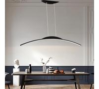 TUJJTU Lampada a sospensione per sala da pranzo Luce moderna curva a LED con telecomando Dimmerabile Lampadario lineare Altezza regolabile Illuminazione per bar (Nero, 100cm)
