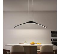 TUJJTU Lampada a sospensione per sala da pranzo Luce moderna curva a LED con telecomando Dimmerabile Lampadario lineare Altezza regolabile Illuminazione per bar (Nero, 80cm)