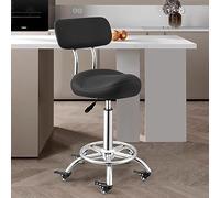TUJOBA Sedia a Sella Sgabello Girevole Sella Ergonomico Seduta Attiva, Supporto Posteriore Sgabello a Sollevamento a Gas con Poggiapiedi, Presidente Medico per Unghie/Tatuaggio/Ciglia (Color : Black)