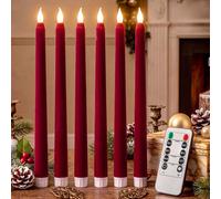 Tujoe 6 pz bordeaux LED velluto cono candele timer telecomando Natale
