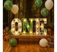 Tujoe Wild One, decorazioni per compleanno, safari nella giungla, 21 cm, lettere luminose a LED per il primo compleanno di un bambino o una ragazza, animali, primo tavolo, centrotavola, decorazione
