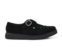 TUK Footwear Scarpe Platform Ankle Monk Con Fibbia In Camoscio Nero