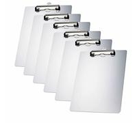 TUKA | 6 x A4 Portablocco in Alluminio, Clip in Metallo Gommato - Appunti in Alluminio di Alta Qualità, Grande Resistenza, Porta-pad Lavagna da scrittura, Confezione da 6, Argento Colore, TKD8025-6x