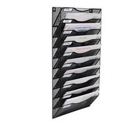 TUKA-i-AKUT 10 Comparti Portariviste da Parete A4 Orizzontale, Depliant Sospeso, Rete Metallica, Design Etichetta Organizer per Riviste Opuscoli Documenti Volantini Lettere Giornali, Nero TKD8660-10F