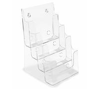 TUKA-i-AKUT 10pz Portabrochure 4 Livelli A5, Supporto per Depliant da Tavolo o da Parete, Portariviste Espositori per Volantini Menu Pubblicitari Cataloghi Brochure, Acrilico Trasparente, TKD8632