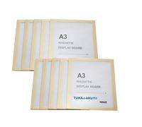 TUKA-i-AKUT 10x A3 Cornice Magnetica per Espositore, Autoadesiva Cornice per Display su Superfici Lisce Solide, Buste per Documenti Poster Cartelli Avvisi, Confezione da 10, Color Oro TKD8400-A3-10x