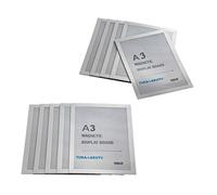 TUKA-i-AKUT 10x A3 Cornice Magnetica per Espositore, Autoadesiva Cornice per Display su Superfici Lisce Solide, Buste per Documenti Poster Cartelli Avvisi, Confezione da 10, Argento TKD8400-A3-10x