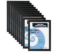 TUKA-i-AKUT 10X A4 Cornice a Scatto in Alluminio Profilo 25 mm, Pieghevoli Cornice a Clip per Poster Foto Display Pubblicitari, Pannello Protezione, Materiale Fissaggio, Color Nero TKD8420-A4-10X