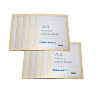 TUKA-i-AKUT 10x A4 Cornice Magnetica per Espositore, Autoadesiva Cornice per Display su Superfici Lisce Solide, Buste per Documenti Poster Cartelli Avvisi, Confezione da 10, Color Oro TKD8400-A4-10x
