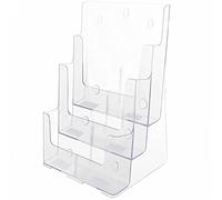 TUKA-i-AKUT 16pz Portabrochure 3 Livelli A4, Supporto per Depliant da Tavolo o da Parete, Portariviste Espositori per Volantini Menu Pubblicitari Cataloghi Brochure, Acrilico Trasparente, TKD8630