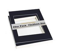 TUKA-i-AKUT 20x Passe-partout da 15x20 cm (per Foto da 10x15 cm), Senza Acidi e Resistente All'invecchiamento, Passepartout per Inquadrare Foto, Poster, Stampe d'Arte, ECC. Nero, TKD9100-15x20-20x