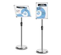TUKA-i-AKUT 2X A4 Espositore Informativo da Pavimento, Regolabile in Altezza, Supporto per Pubblicitario Presentazioni Poster Cartelli Annunci, Portaposter Cornice Pieghevole, Argento TKD8423-2X