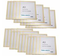 TUKA-i-AKUT 40x A3 Cornice Magnetica per Espositore, Autoadesiva Cornice per Display su Superfici Lisce Solide, Buste per Documenti Poster Cartelli Avvisi, Confezione da 40, Color Oro TKD8400-A3-40x