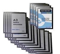TUKA-i-AKUT 50x A3 Cornice Magnetica per Espositore, Autoadesiva Cornice per Display su Superfici Lisce Solide, Buste per Documenti Poster Cartelli Avvisi, Confezione da 50, Nero TKD8400-A3-50x
