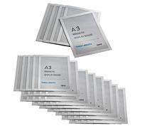 TUKA-i-AKUT 50x A3 Cornice Magnetica per Espositore, Autoadesiva Cornice per Display su Superfici Lisce Solide, Buste per Documenti Poster Cartelli Avvisi, Confezione da 50, Argento TKD8400-A3-50x