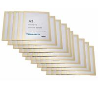 TUKA-i-AKUT 50x A3 Cornice Magnetica per Espositore, Autoadesiva Cornice per Display su Superfici Lisce Solide, Buste per Documenti Poster Cartelli Avvisi, Confezione da 50, Color Oro TKD8400-A3-50x