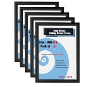 TUKA-i-AKUT 5X A2 Cornice a Scatto in Alluminio Profilo 25 mm, Pieghevoli Cornice a Clip per Poster Foto Display Pubblicitari, Pannello Protezione, Materiale Fissaggio, Color Nero TKD8420-A2-5X