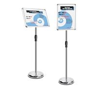 TUKA-i-AKUT 5X A2 Espositore Informativo da Pavimento Solida Base, Regolabile in Altezza, Portaposter Supporto per Pubblicitario Presentazioni Poster Cartelli Annunci, Argento TKD8423-HD-5X