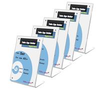 TUKA-i-AKUT 5X A5 Verticale Supporto da Tavolo Acrilico, Chiusura Magnetica, Inclinato Forma L, Porta-Menu Espositore da Banco per Pubblicitario Carta Brochure Foto Cartellino Menu, TKD8242-A5-5x