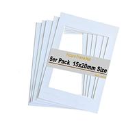 TUKA-i-AKUT 5X Passe-partout da 15x20 cm (per Foto da 10x15 cm), Senza Acidi e Resistente All'invecchiamento, Passepartout per Inquadrare Foto, Poster, Stampe d'Arte, ECC. Bianco, TKD9100-15x20-5x
