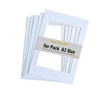TUKA-i-AKUT 5x Passe-partout da A3 (per Foto da 20,8x29,5 cm), Senza Acidi e Resistente All'invecchiamento, Passepartout per Inquadrare Foto, Poster, Stampe d'arte, ecc. Bianco, TKD9100-A3-5x