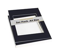 TUKA-i-AKUT 5X Passe-partout da A4 (per Foto da 20x30 cm), Senza Acidi e Resistente All'invecchiamento, Passepartout per Inquadrare Foto, Poster, Stampe d'Arte, ECC. Nero, TKD9100-A4-5x