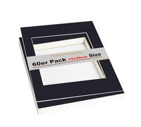 TUKA-i-AKUT 60x Passe-partout da 15x20 cm (per Foto da 10x15 cm), Senza Acidi e Resistente All'invecchiamento, Passepartout per Inquadrare Foto, Poster, Stampe d'Arte, ECC. Nero, TKD9100-15x20-60x