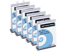 TUKA-i-AKUT 6x Espositore da Tavolo in Acrilico, A4 Verticale, Lavagna a fogli mobili per Presentazioni, Presentatore con Base, Supporto Menu Segno Poster, 6 Buste Trasparenti, TKD8211-A4-6x