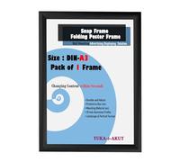 TUKA-i-AKUT A3 Cornice a Scatto in Alluminio Profilo 25 mm, Pieghevoli Cornice a Clip per Poster Foto Display Pubblicitari, con Pannello Protezione e Materiale Fissaggio, Color Nero TKD8420-A3