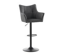 TUKAILAI 1 sgabello da bar in ecopelle, regolabile in altezza, girevole a 360°, con bracciolo e schienale, moderno sgabello da cucina, sgabello da bistrò, per cucina, bar, sala da pranzo, grigio