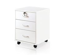 TUKAILAi Armadietto mobile con serratura con 3 cassetti, schedario laterale arrotolabile per casa e ufficio, formato A4, supporto per stampante e documenti (Z-163WH)