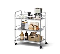 TUKAILAI Carrello da Cucina a 3 Ripiani in Acciaio Inox con Ruote Carrello da Salone di Bellezza Multiuso Moderni