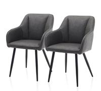 TUKAILAi Set di 2 Sedia Sala da Pranzo Imbottita in Pelle Artificiale, Sedie da Pranzo Moderne con Schienale e Gambe in Metallo, Sedia da Salotto per Poltroncina Cucina Ufficio (Grigio)