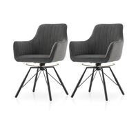 TUKAILAI Set di 2 sedie da pranzo girevoli in velluto, ergonomiche con braccioli, gambe in metallo, moderne per sala da pranzo, soggiorno, cucina, grigio