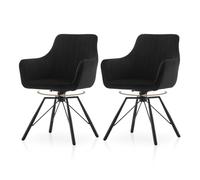 TUKAILAI Set di 2 sedie da pranzo girevoli in velluto, ergonomiche con braccioli, gambe in metallo, per sala da pranzo, soggiorno, cucina, colore nero