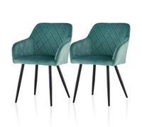 TUKAILAi Set di 2 Sedie da Pranzo Imbottite in Velluto, Sedie Cucina con Gambe in Metallo, Ergonomica Poltrona Imbottite Moderne per Sala da Pranzo Soggiorno Salotto Ufficio (Azzurro)