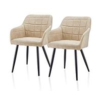 TUKAILAi Set di 2 Sedie Sala da Pranzo in Ecopelle, Sedia Cucina con Schienale, Sedie Imbottite Sala da Pranzo Gambe in Metallo, Ergonomica Poltrona per Sala da Pranzo/Soggiorno/Ufficio (Crema)